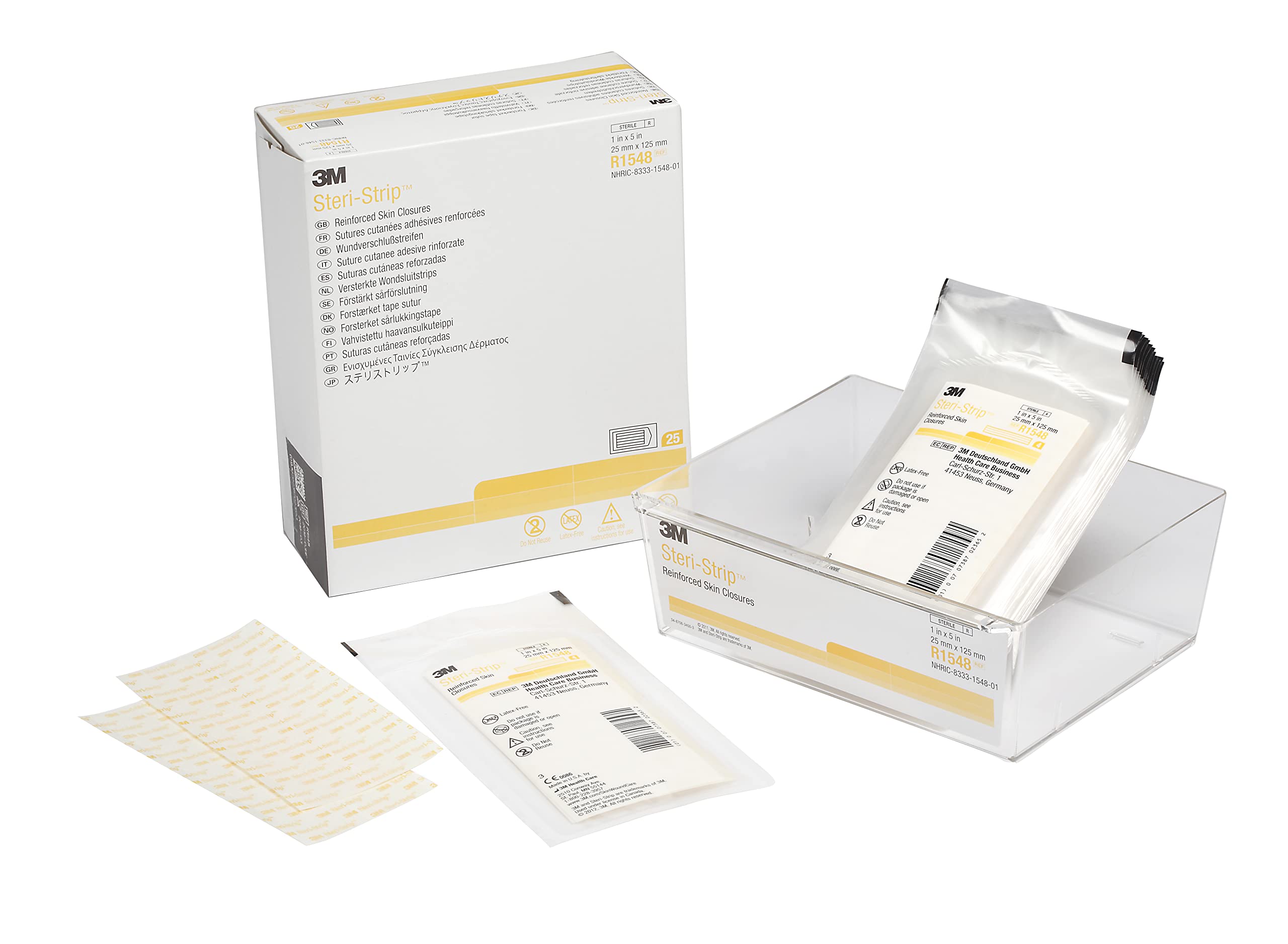 3M R1548 Steri-Strip Wound Closure Strips 25 mm x 125 mm (25 Pouches x 4 Strips)