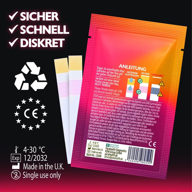 DrinkCheck Date Rape Drug Rapid Test for Detection of Ketamine, GHB, Scopolamine and Cocaine