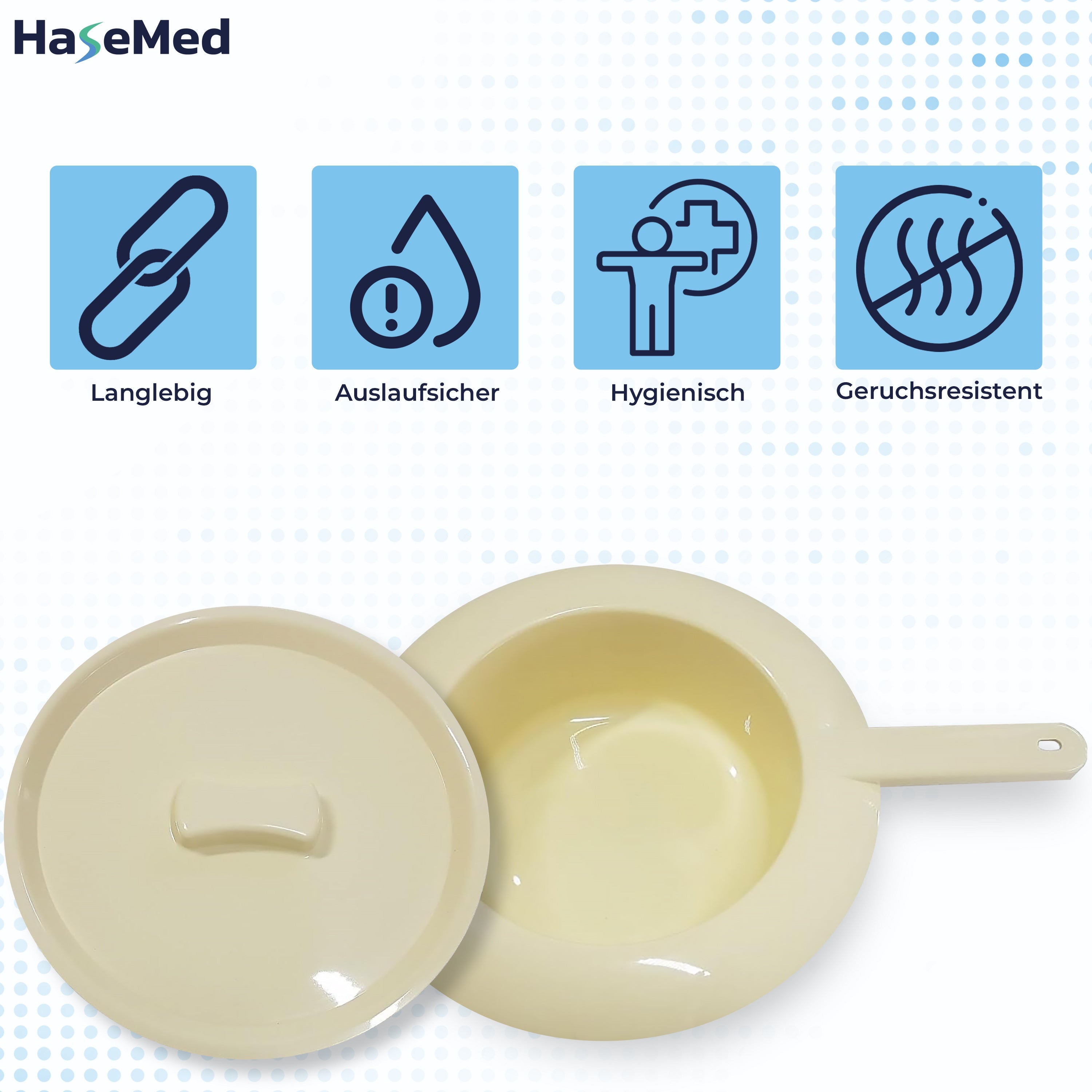 HaseMed Bedpan with Lid, Plastic 31 cm