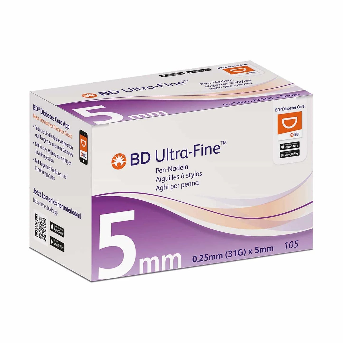 BD Ultra-Fine Pen Needles, 0.25x5mm 31G (320522)