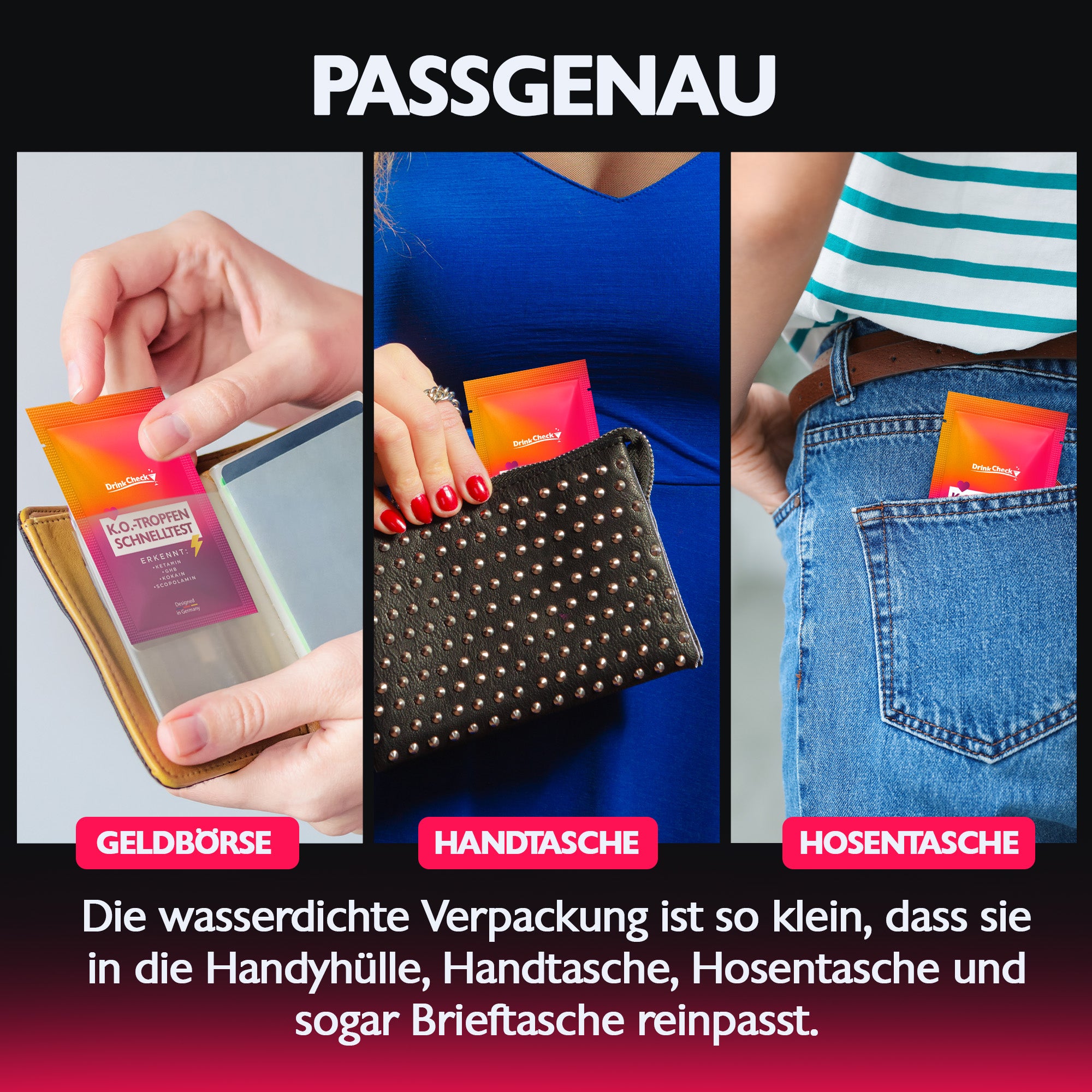 DrinkCheck KO Tropfen Schnelltest zur Erkennung von Ketamin, GHB, Scopolamin und Kokain