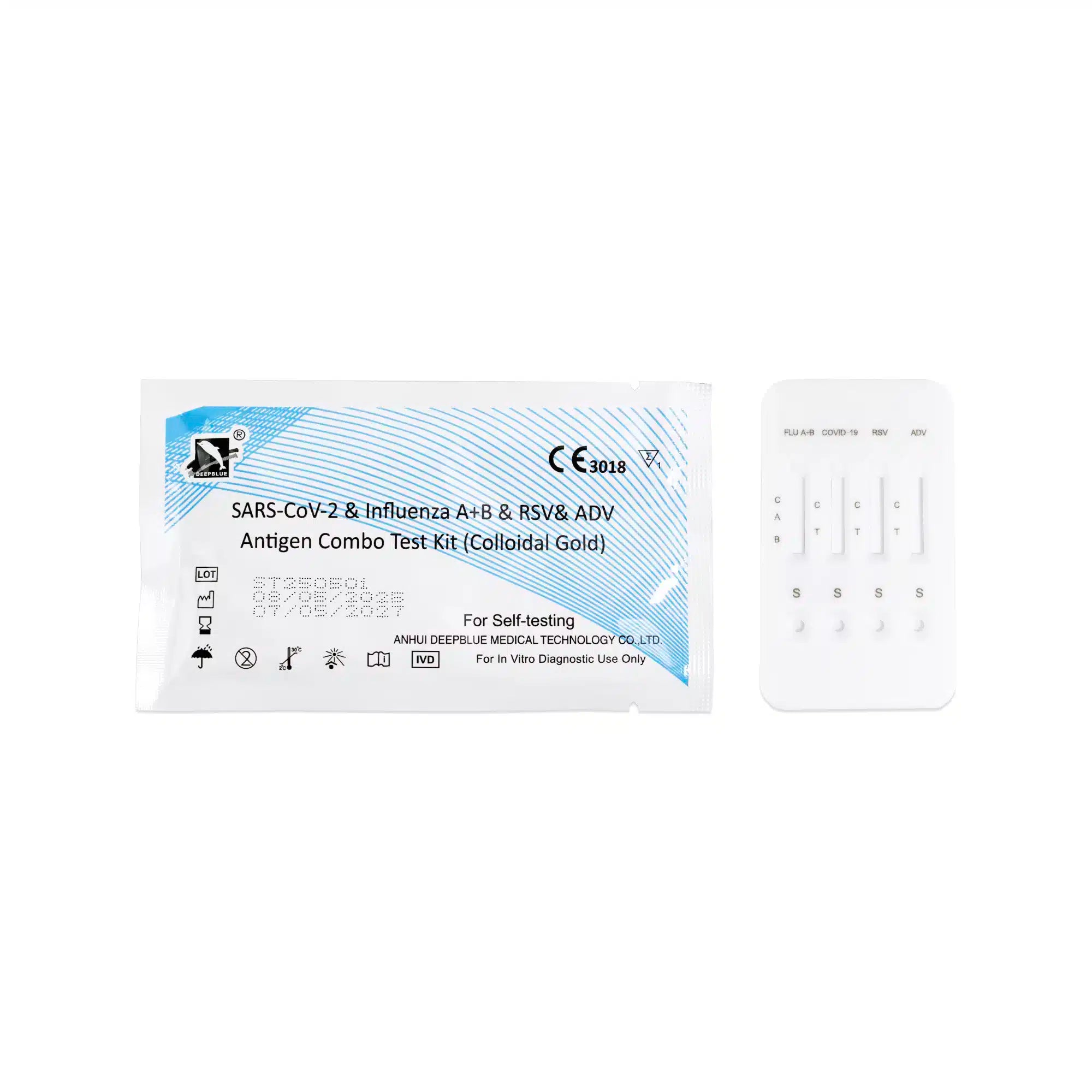 Deepblue 5in1 Kombitest: Corona, Grippe A+B, RSV & Adenovirus – Antigen-Selbsttest