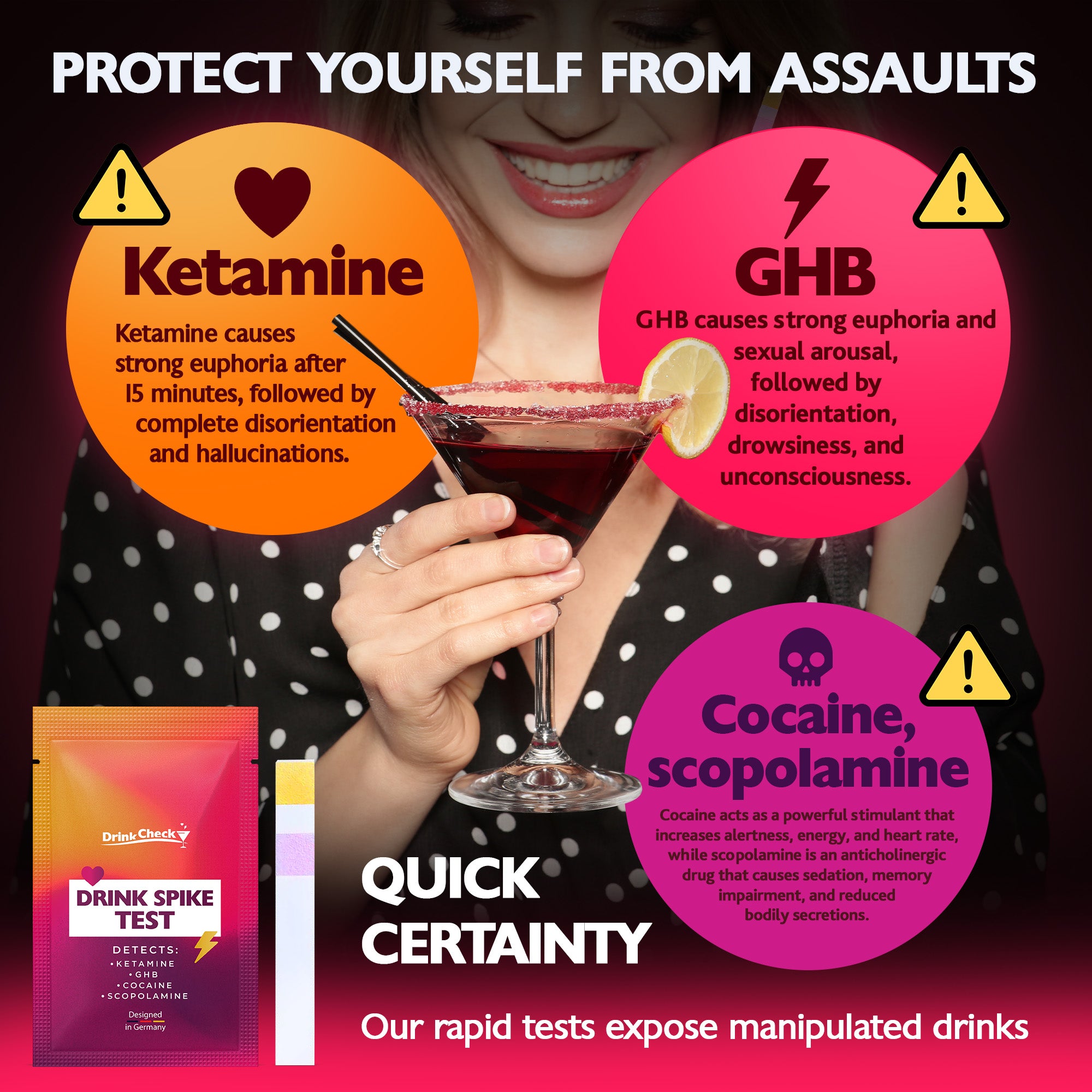 DrinkCheck Getränke-Spike-Test für GHB und Ketamin