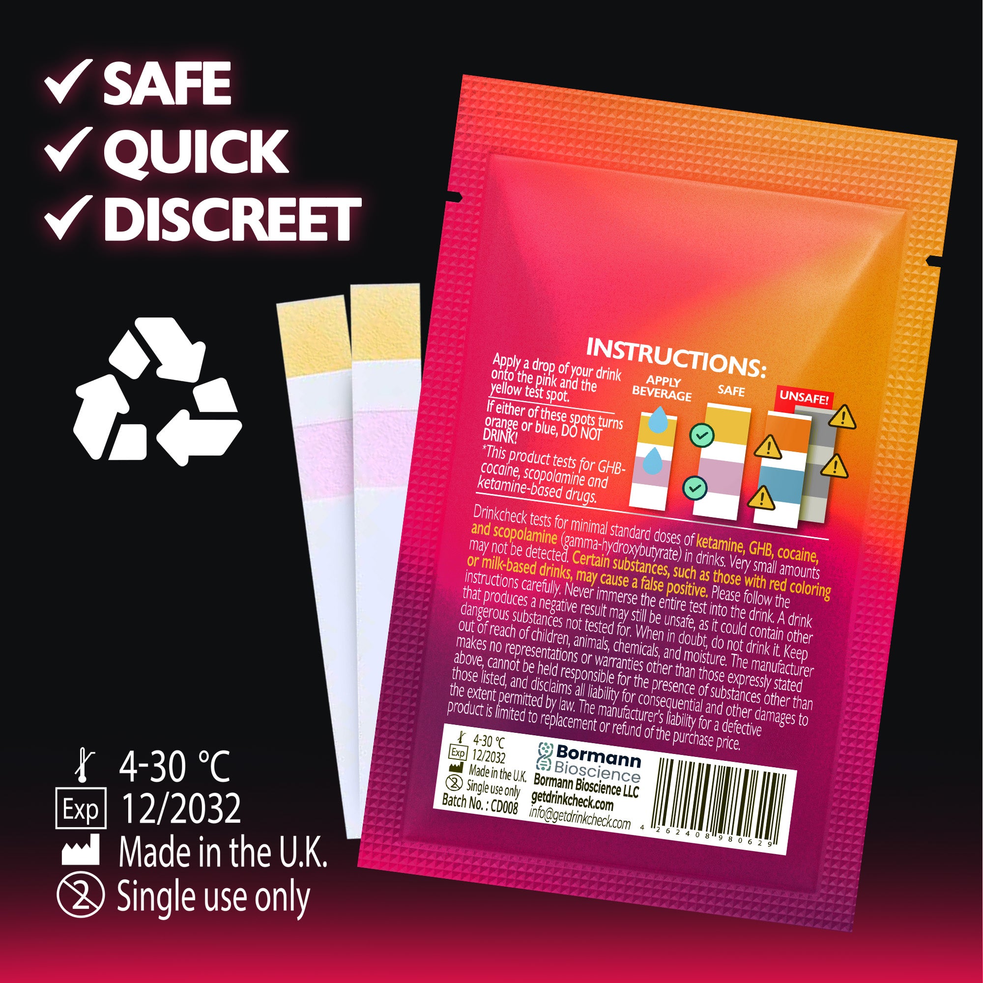 DrinkCheck Getränke-Spike-Test für GHB und Ketamin