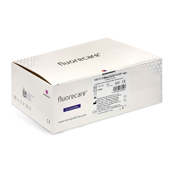 fluorecare 4in1 Kombi-Schnelltest SARS-CoV-2, Influenza A/B & RSV Antigene | 25 Tests | Für Fachpersonal