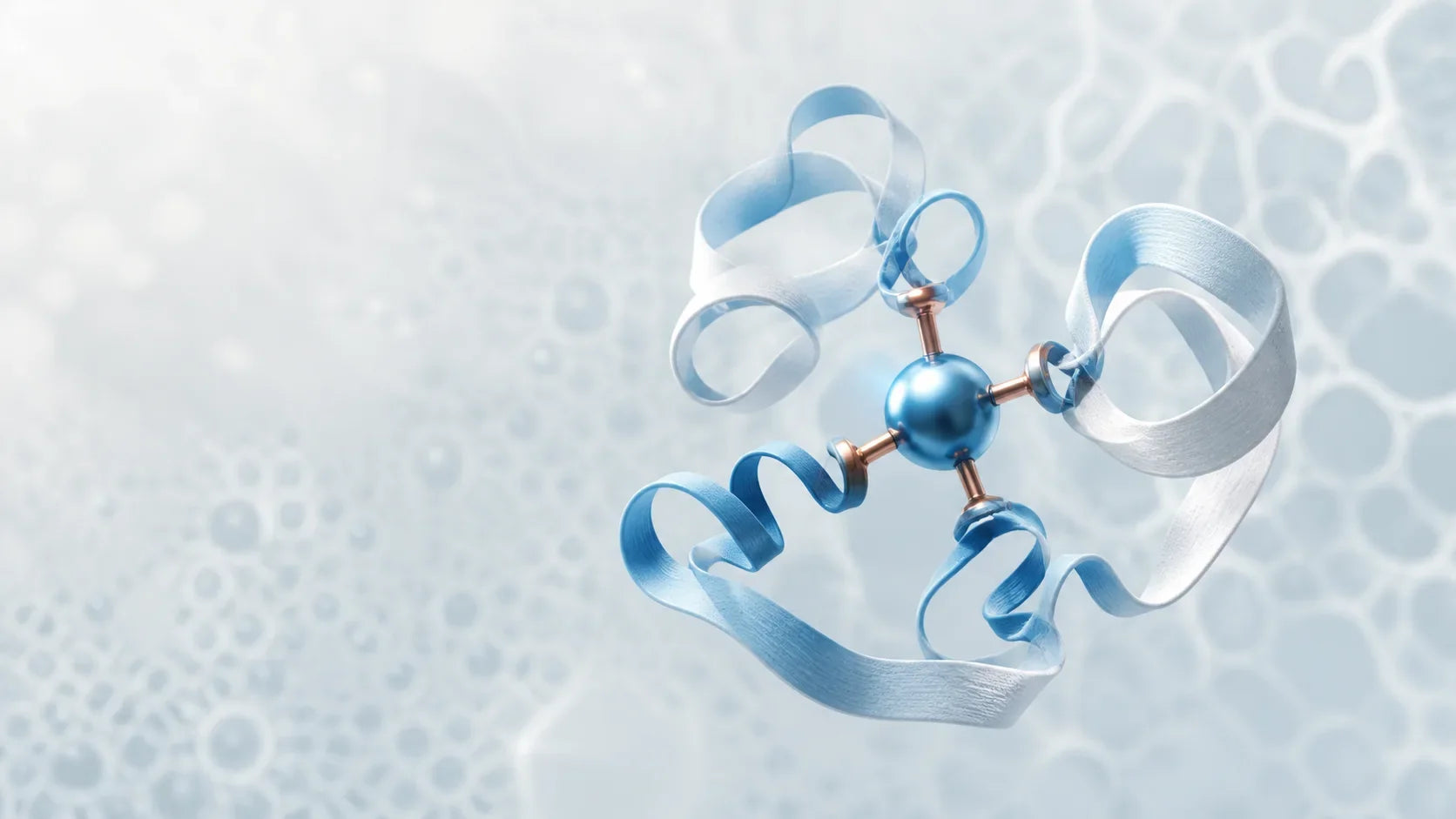 Abstrakte Darstellung eines Kupfer-Peptid-Komplexes als Symbol für GHK-Cu