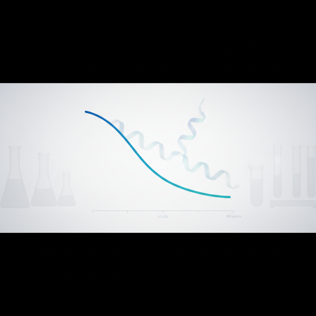 Retatrutide Phase 3 TRIUMPH-4 weight-loss trajectory and peptide structure - 68-week clinical trial visualization