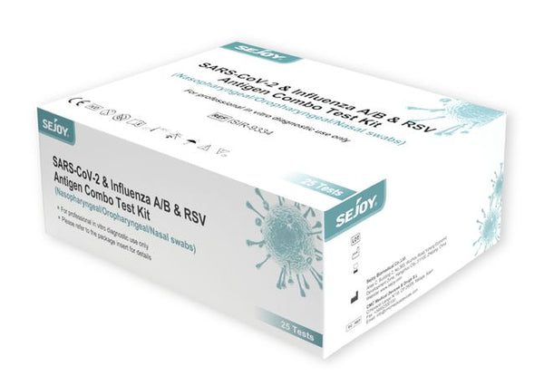 Sejoy Corona &amp; Influenza A/B &amp; RSV Antigen Combo Test, 1 Packung = 25 Stück