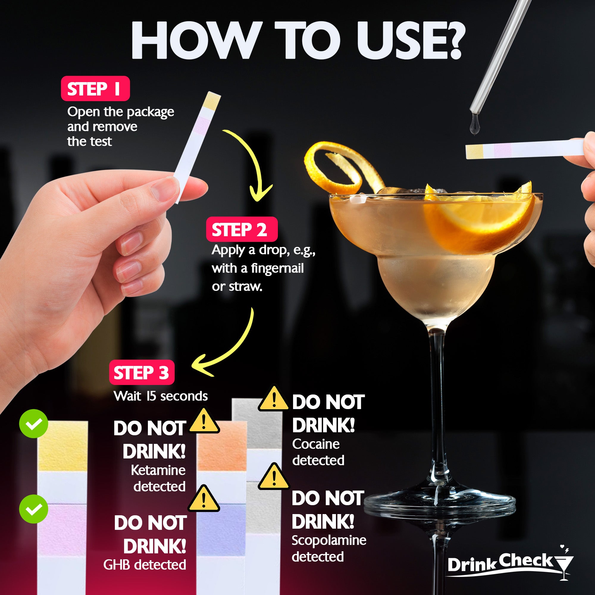 DrinkCheck Getränke-Spike-Test für GHB und Ketamin