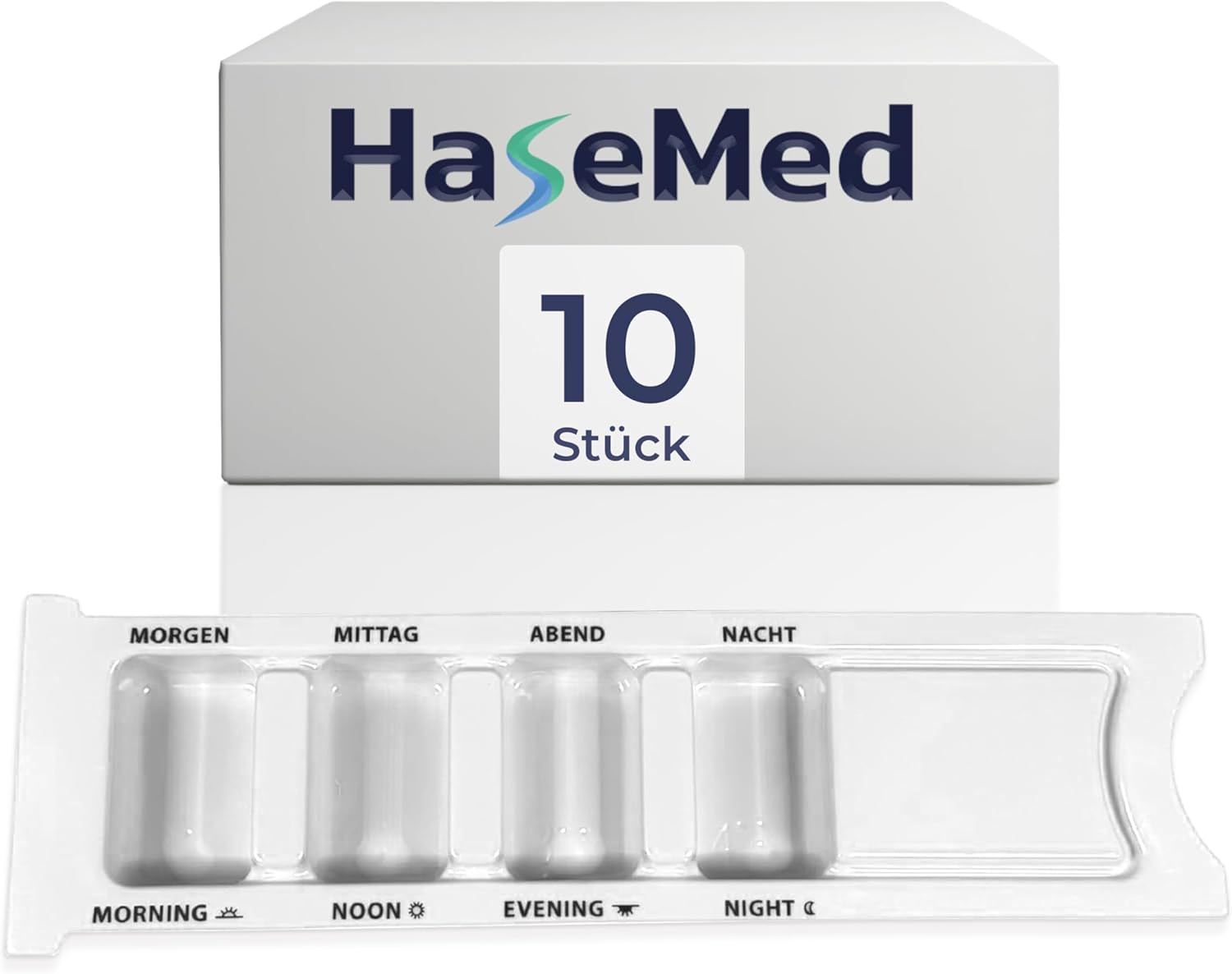HaseMed Tablettenbox 4 Fächer, für 1 Tag | 10er-Pack