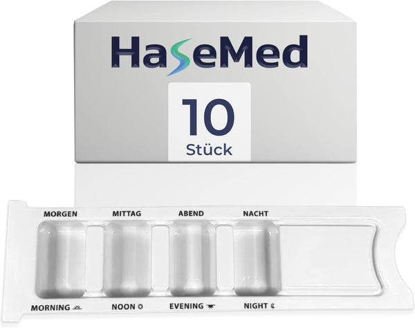 HaseMed Tablettenbox 4 Fächer, für 1 Tag | 10er-Pack