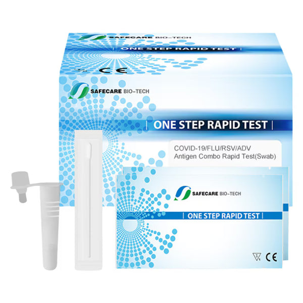 SAFECARE 5-in-1 Kombitest: Corona, Grippe A+B, RSV & Adenovirus – Antigen-Schnelltest (Abstrich)