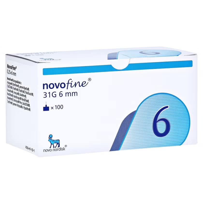 NovoFine 31G Pen Needles, 6mm, 1 Pack = 100 Pieces